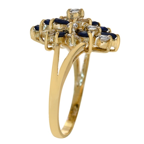 0.90 Carat Sapphire & 0.60 Ct Diamond Cluster Ring - Picture 2 of 3